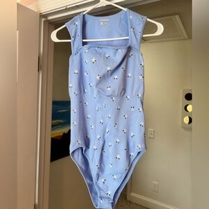 Womens Blue Floral body suit